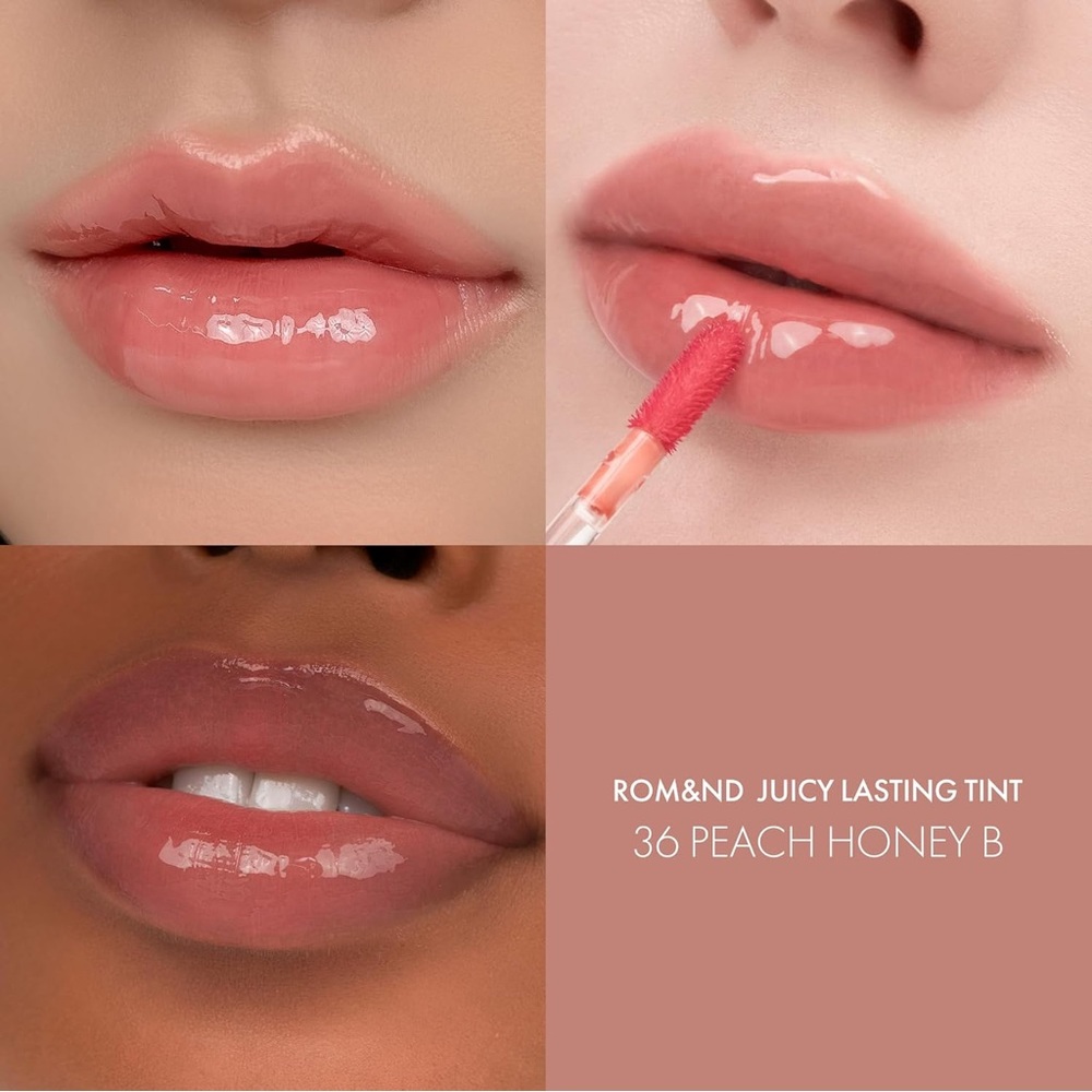 Rom&nd 36 Peach Honey B Juicy Lasting Tint- nude peach w a honey gloss tone